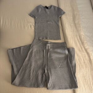 Victoria's Secret Gray Ribbed Wide Leg Jumpsuit